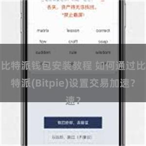 比特派钱包安装教程 如何通过比特派(Bitpie)设置交易加速？